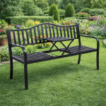 Záhradná kovová lavička – 150cm, čierna